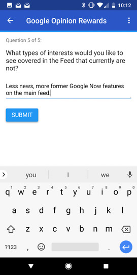 google feed survey