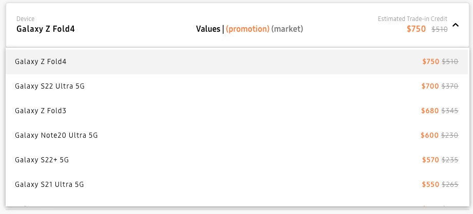 Galaxy S23 Ultra trade values