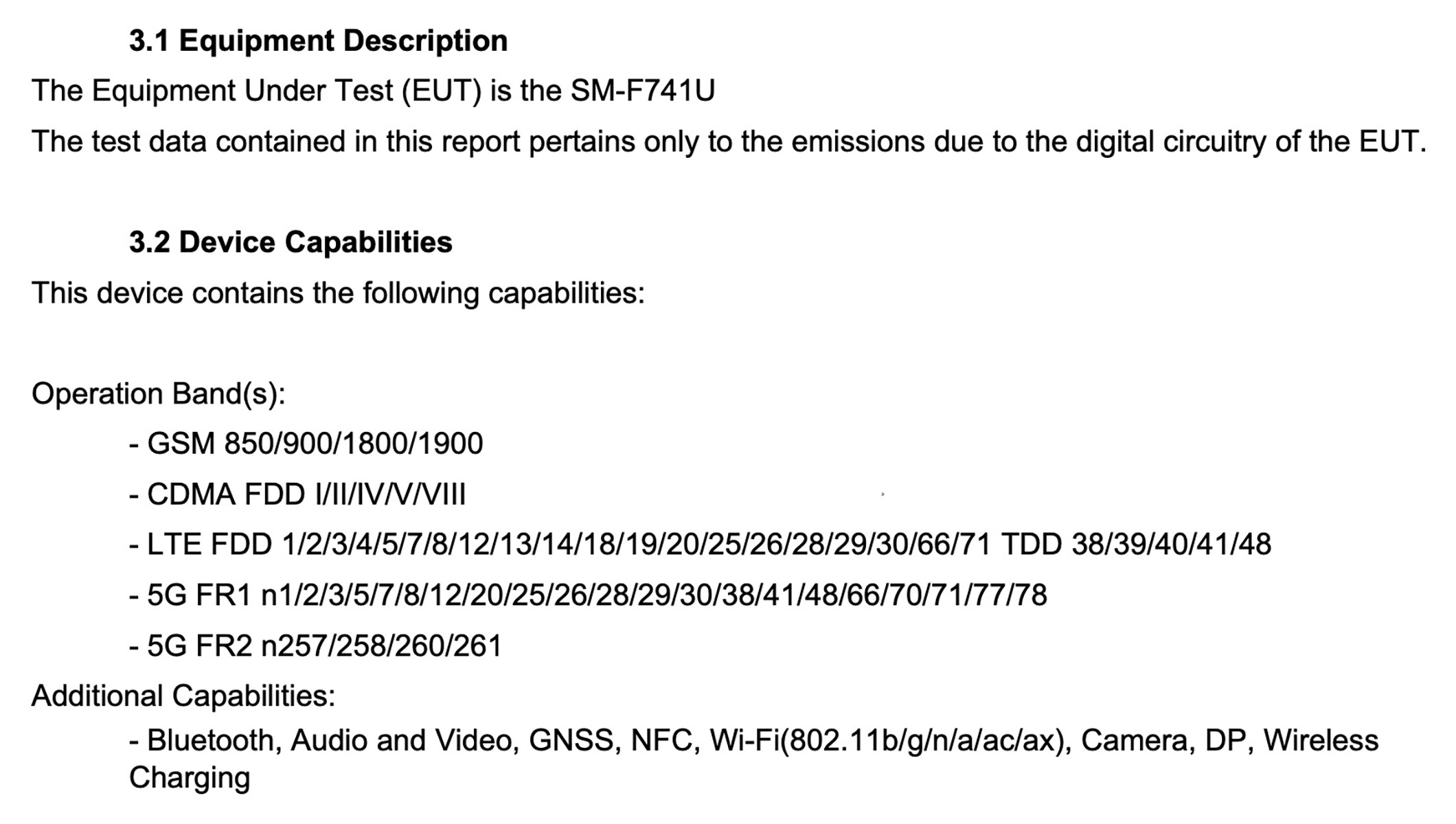 Galaxy Flip 6 - FCC Specs
