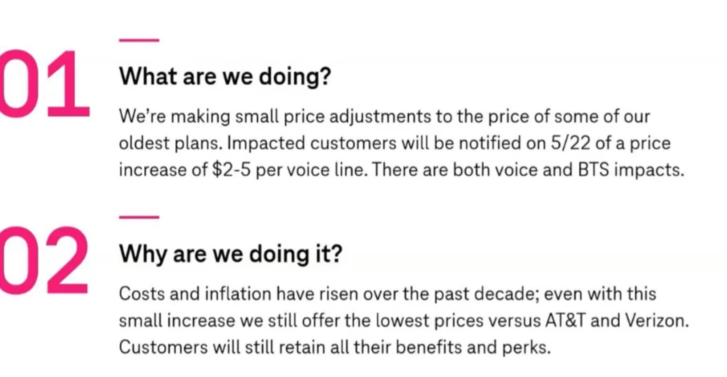 T-Mobile Price Increases