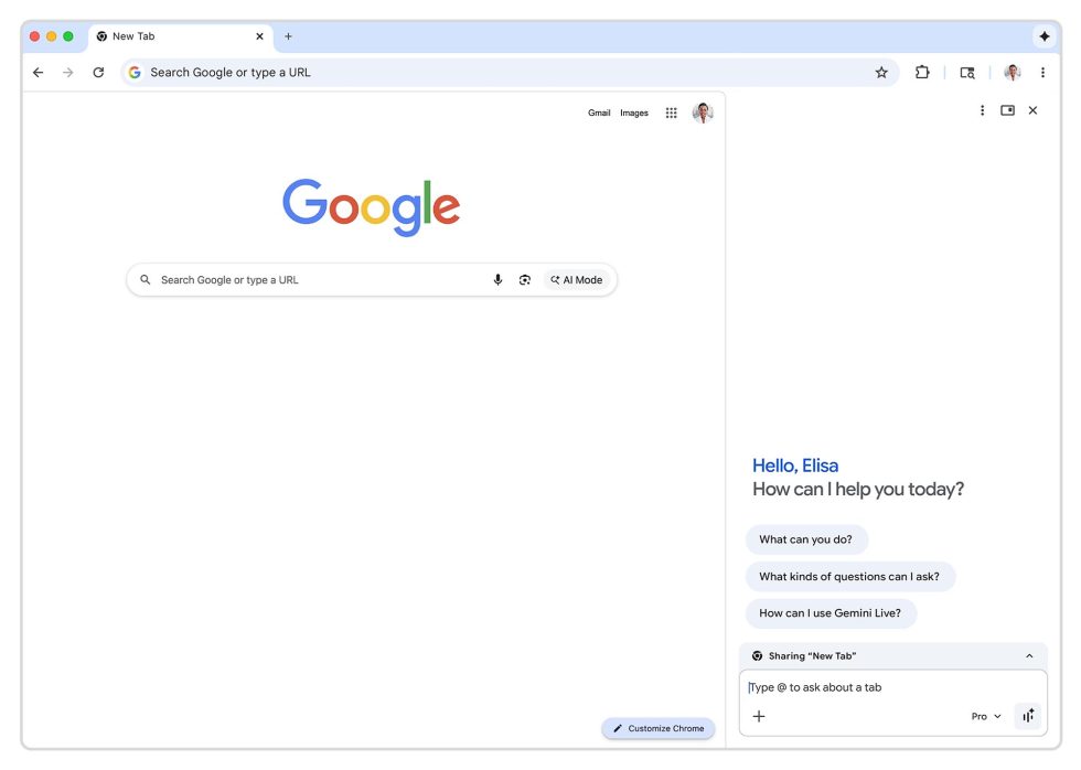 Chrome Gemini Sidepanel UX