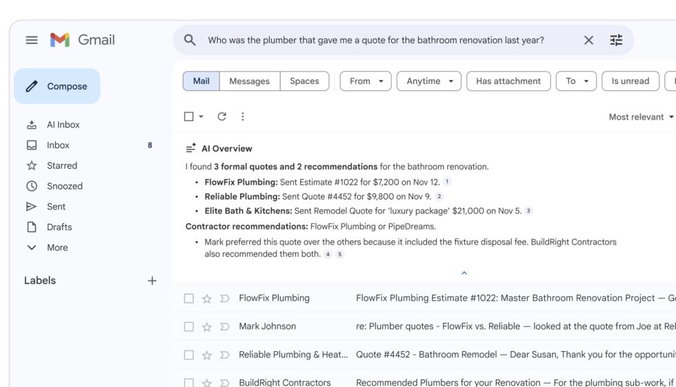 Gmail AI Overviews Search